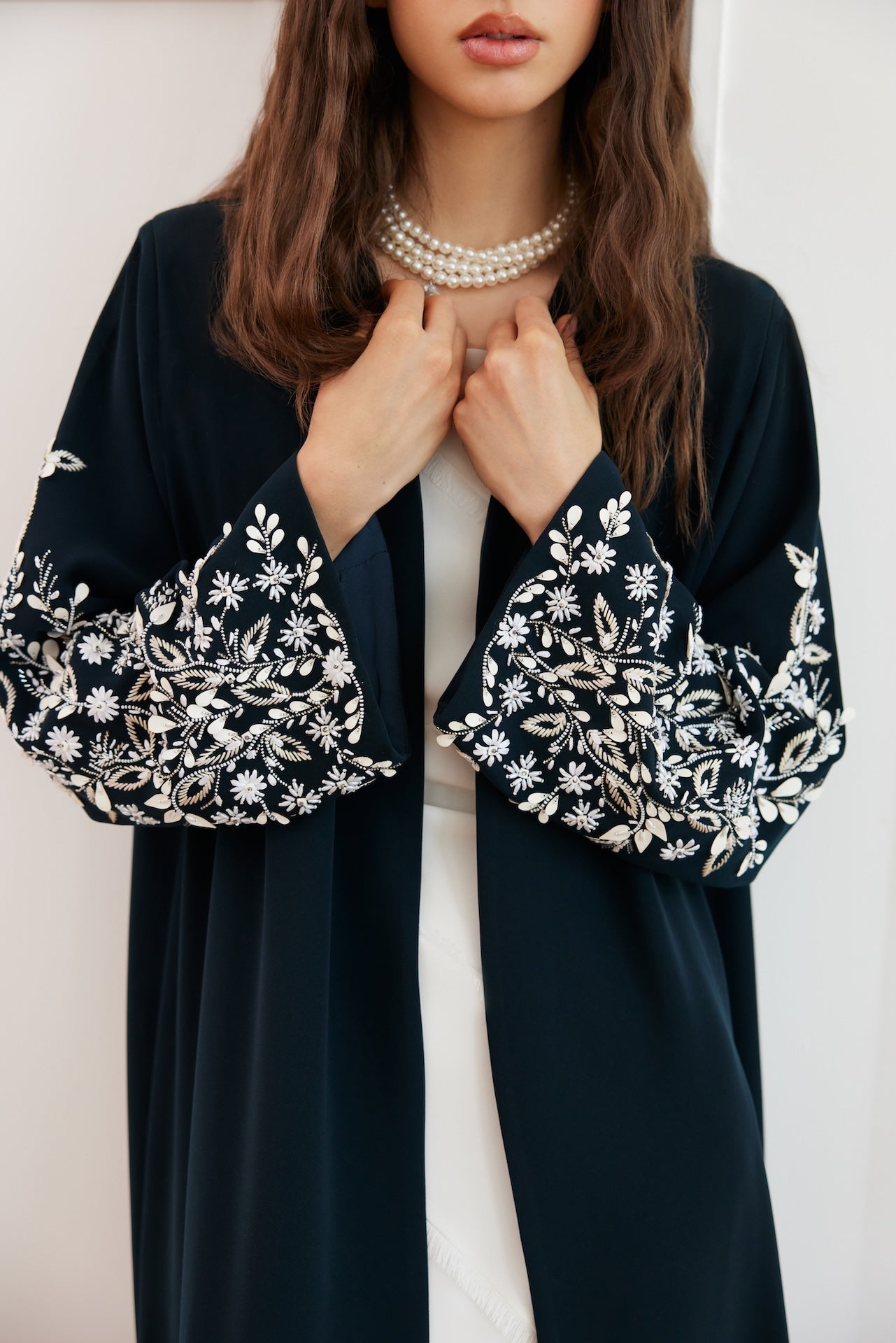 Luminous Vine - The McQueen Boutique - Abaya - Abaya Dubai - Abaya Abu Dhabi - Abaya UAE - Abaya - Elegant - Luxury - Emirati - Classic - Modern - Occasion - Traditional - Trends - Embroidery - Modes
