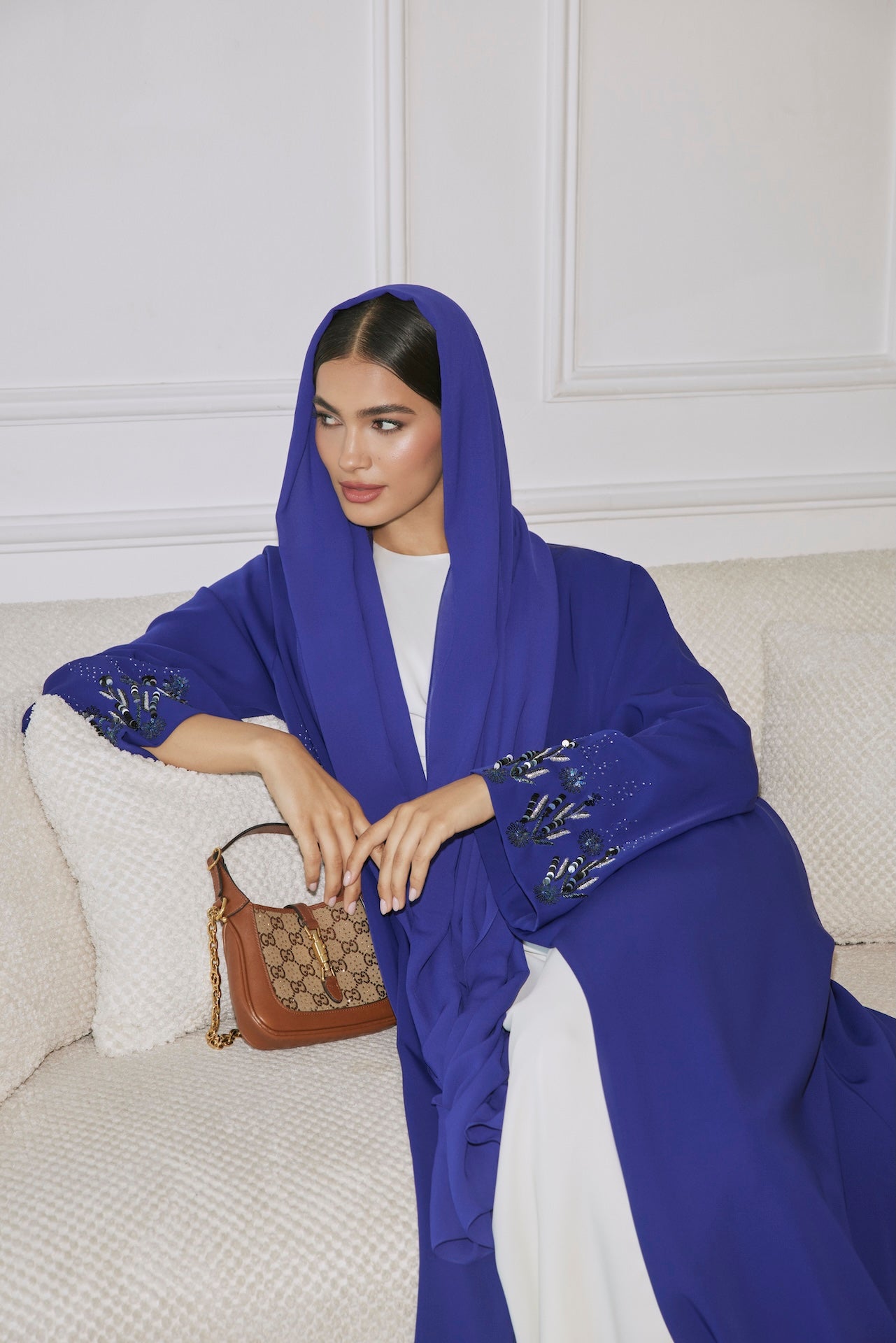 Midnight Spark - The McQueen Boutique - Abaya - Abaya Dubai - Abaya Abu Dhabi - Abaya UAE - Abaya - Elegant - Luxury - Emirati - Classic - Modern - Occasion - Traditional - Trends - Embroidery - Modes