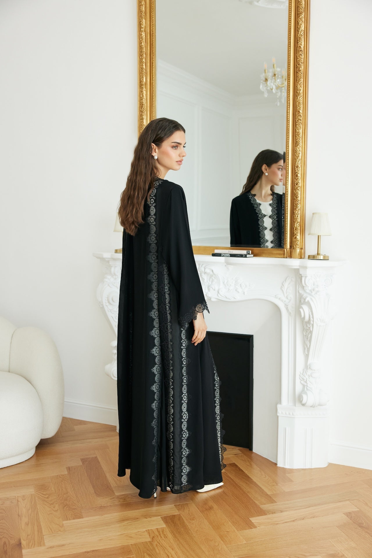 Noir Serenade - The McQueen Boutique - Abaya - Abaya Dubai - Abaya Abu Dhabi - Abaya UAE - Abaya - Elegant - Luxury - Emirati - Classic - Modern - Occasion - Traditional - Trends - Embroidery - Modes