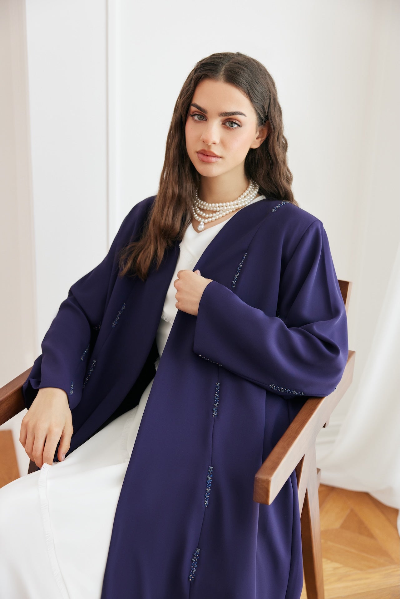 Royal Indigo - The McQueen Boutique - Abaya - Abaya Dubai - Abaya Abu Dhabi - Abaya UAE - Abaya - Elegant - Luxury - Emirati - Classic - Modern - Occasion - Traditional - Trends - Embroidery - Modes
