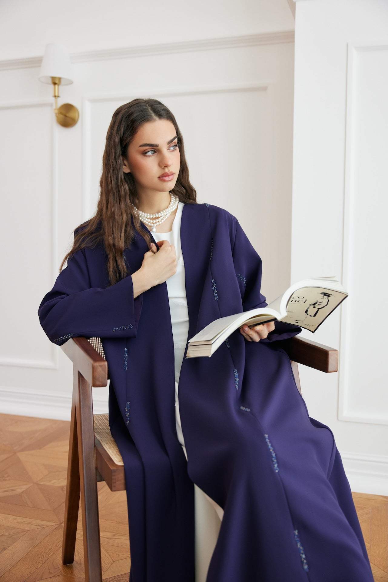 Royal Indigo - The McQueen Boutique - Abaya - Abaya Dubai - Abaya Abu Dhabi - Abaya UAE - Abaya - Elegant - Luxury - Emirati - Classic - Modern - Occasion - Traditional - Trends - Embroidery - Modes