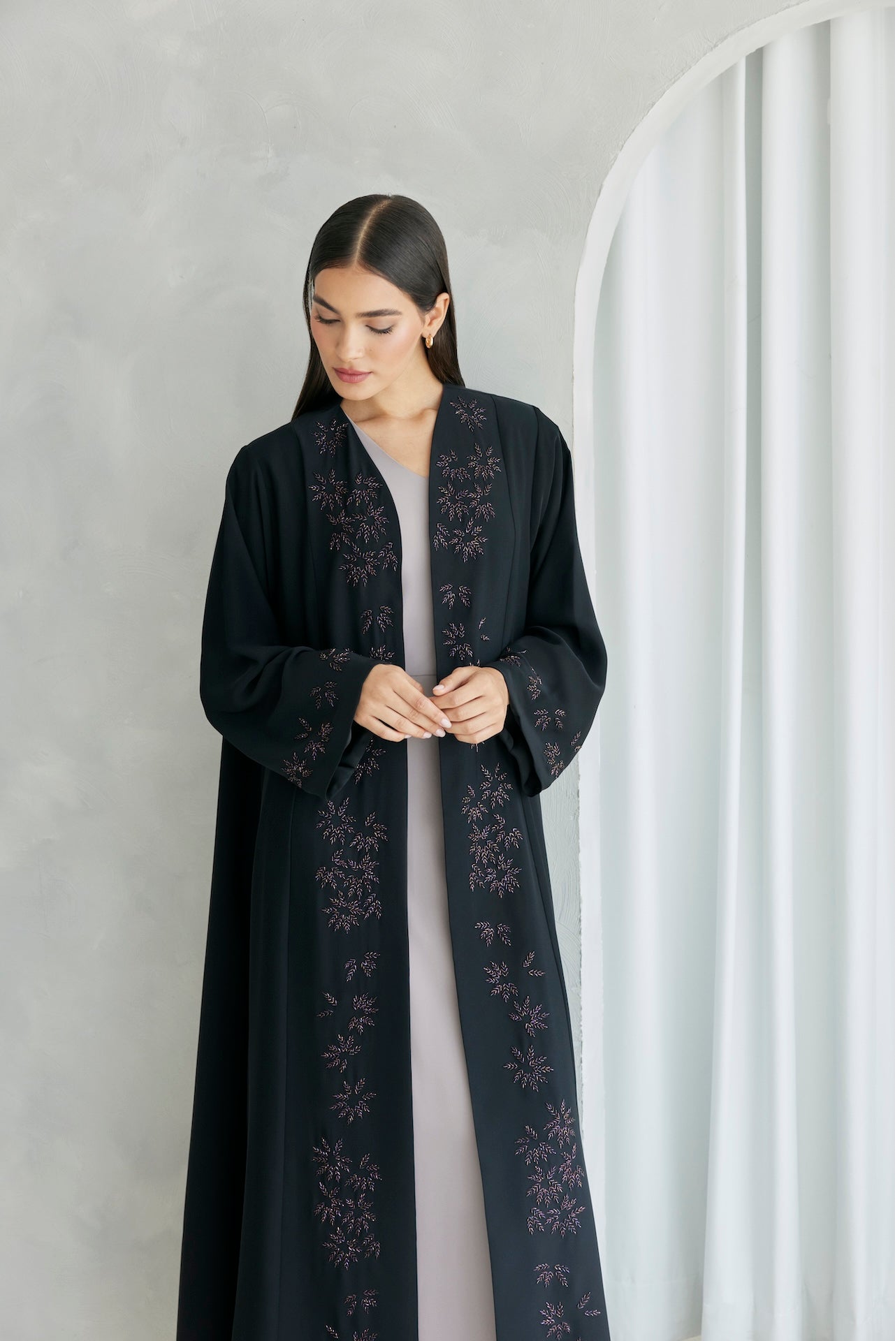 Twilight Spark - The McQueen Boutique - Abaya - Abaya Dubai - Abaya Abu Dhabi - Abaya UAE - Abaya - Elegant - Luxury - Emirati - Classic - Modern - Occasion - Traditional - Trends - Embroidery - Modes