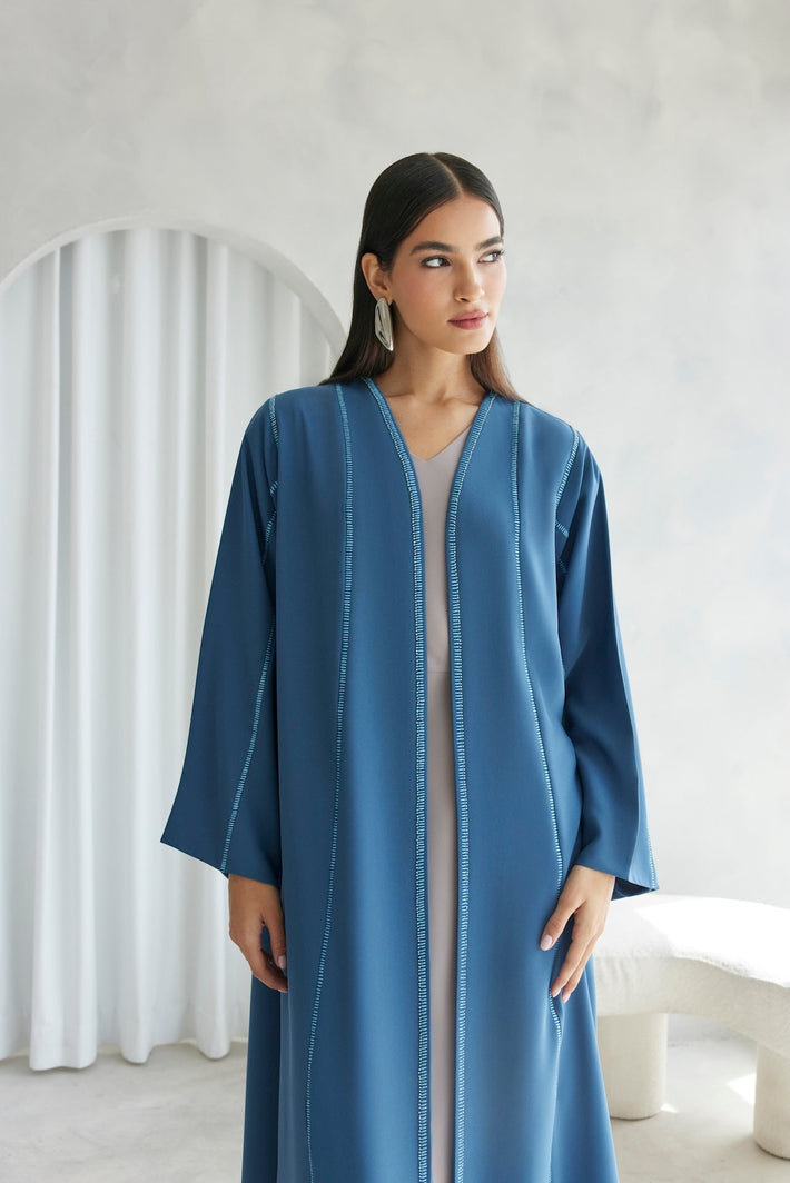 Azure Grace - The McQueen Boutique - Abaya - Abaya Dubai - Abaya Abu Dhabi - Abaya UAE - Abaya - Elegant - Luxury - Emirati - Classic - Modern - Occasion - Traditional - Trends - Embroidery - Modes