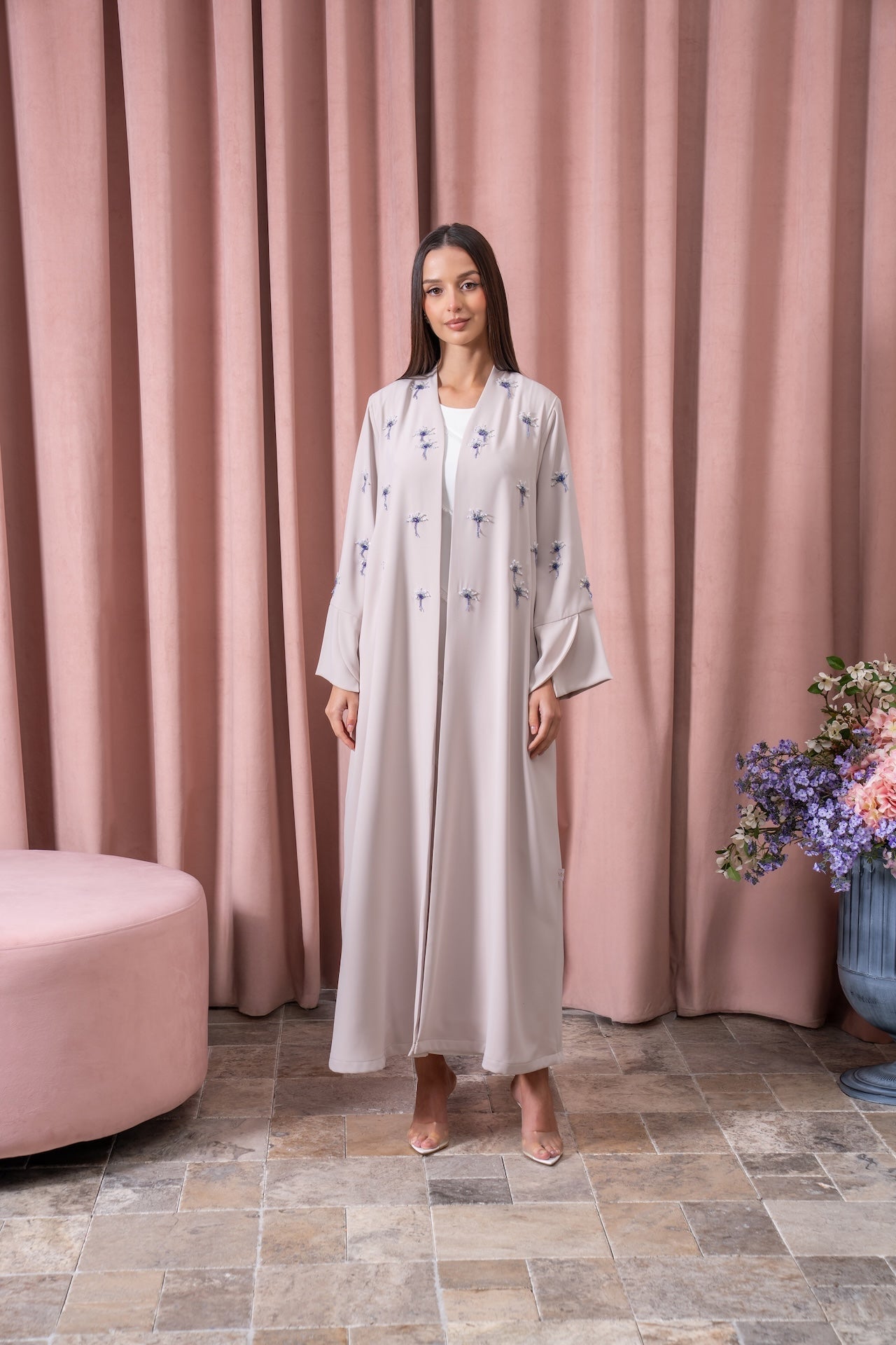 Azure Mist - The McQueen Boutique - Abaya - Abaya Dubai - Abaya Abu Dhabi - Abaya UAE - Abaya - Elegant - Luxury - Emirati - Classic - Modern - Occasion - Traditional - Trends - Embroidery - Modes