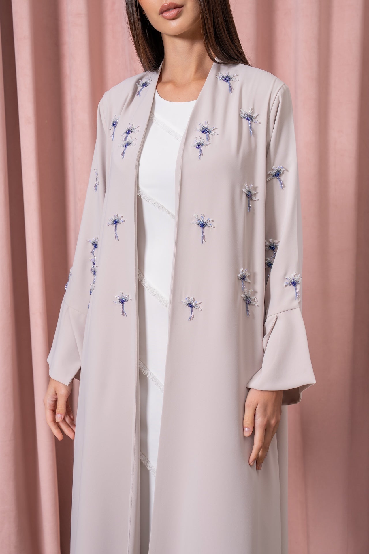 Azure Mist - The McQueen Boutique - Abaya - Abaya Dubai - Abaya Abu Dhabi - Abaya UAE - Abaya - Elegant - Luxury - Emirati - Classic - Modern - Occasion - Traditional - Trends - Embroidery - Modes