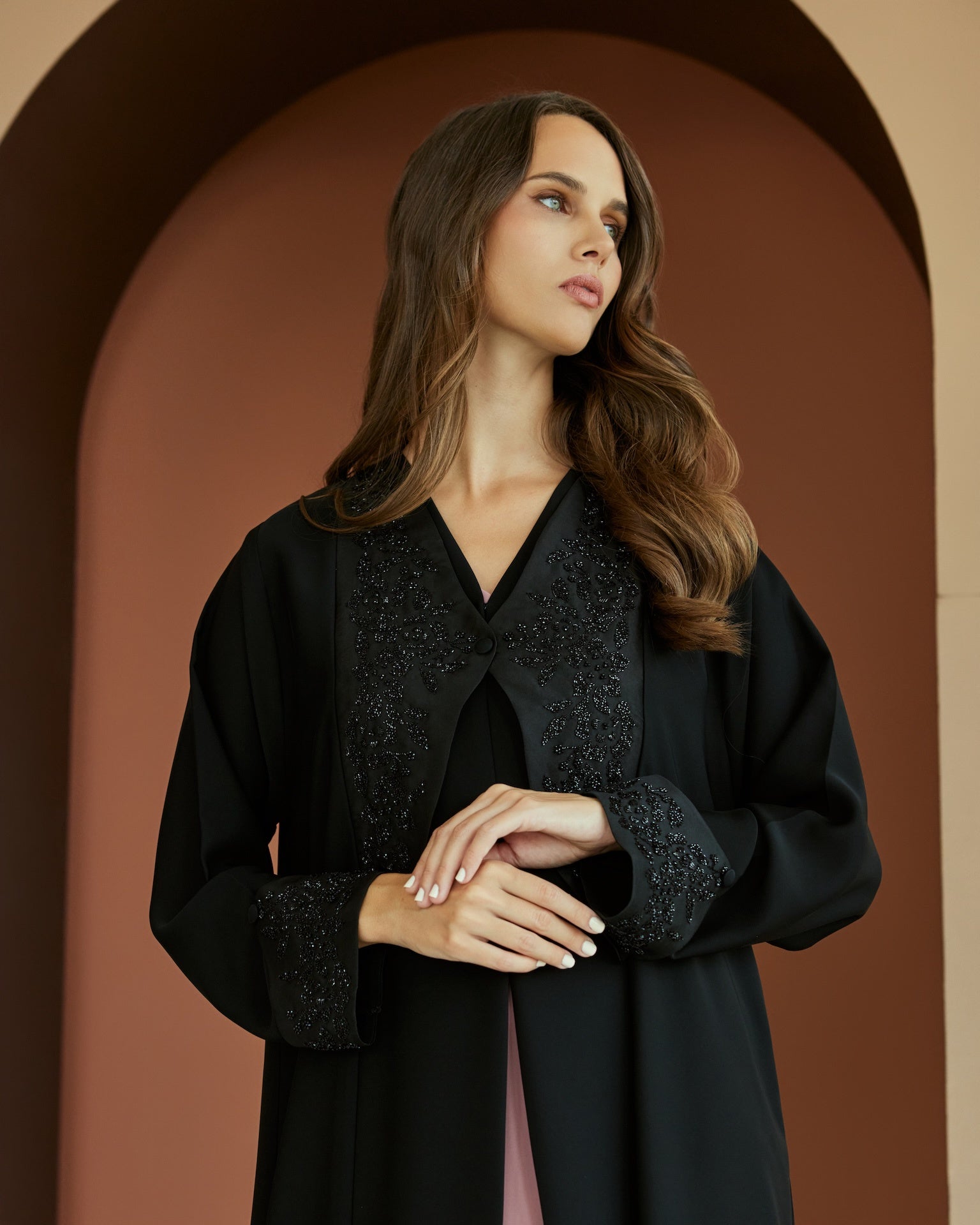 Camelia - The McQueen Boutique - Abaya - Abaya Dubai - Abaya Abu Dhabi - Abaya UAE - Abaya - Elegant - Luxury - Emirati - Classic - Modern - Occasion - Traditional - Trends - Embroidery - Modes