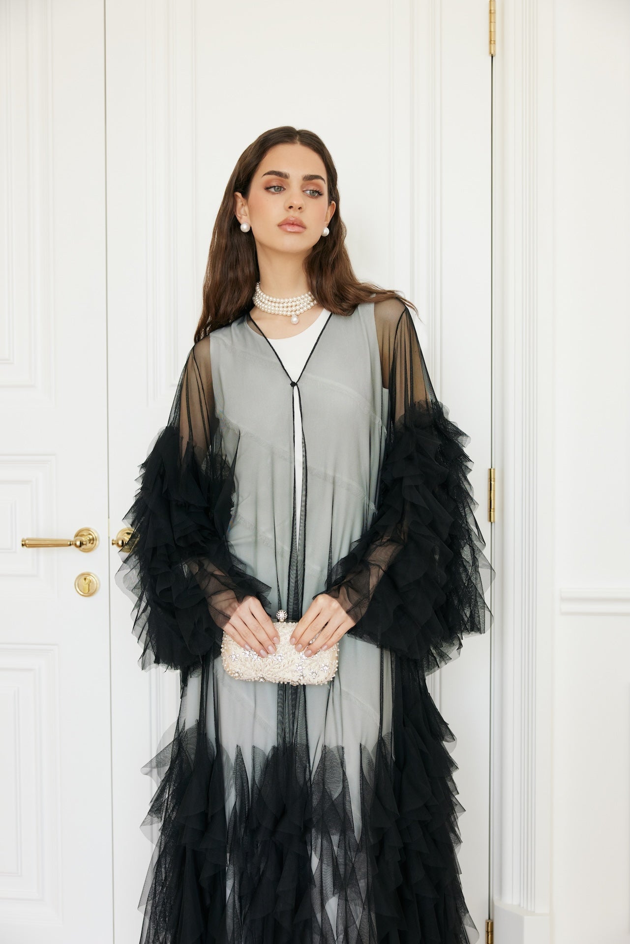 Dream Noir - The McQueen Boutique - Abaya - Abaya Dubai - Abaya Abu Dhabi - Abaya UAE - Abaya - Elegant - Luxury - Emirati - Classic - Modern - Occasion - Traditional - Trends - Embroidery - Modes