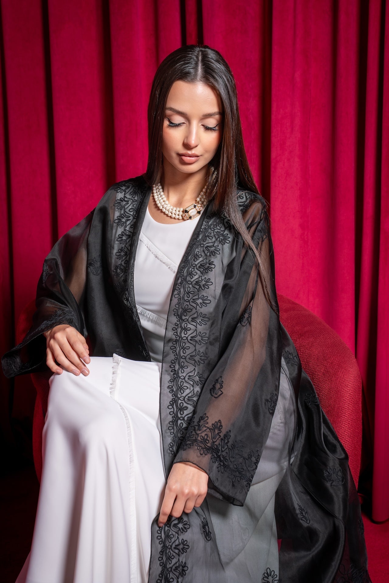 Ethereal Vine - The McQueen Boutique - Abaya - Abaya Dubai - Abaya Abu Dhabi - Abaya UAE - Abaya - Elegant - Luxury - Emirati - Classic - Modern - Occasion - Traditional - Trends - Embroidery - Modes