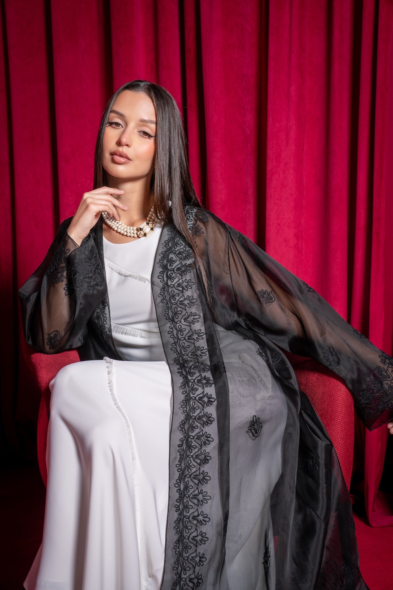 Ethereal Vine - The McQueen Boutique - Abaya - Abaya Dubai - Abaya Abu Dhabi - Abaya UAE - Abaya - Elegant - Luxury - Emirati - Classic - Modern - Occasion - Traditional - Trends - Embroidery - Modes