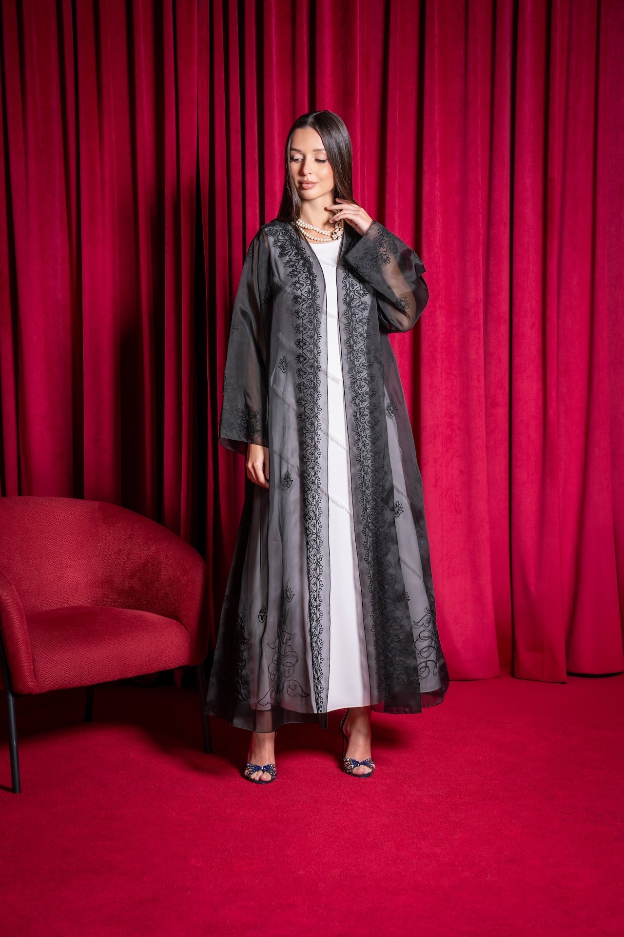 Ethereal Vine - The McQueen Boutique - Abaya - Abaya Dubai - Abaya Abu Dhabi - Abaya UAE - Abaya - Elegant - Luxury - Emirati - Classic - Modern - Occasion - Traditional - Trends - Embroidery - Modes