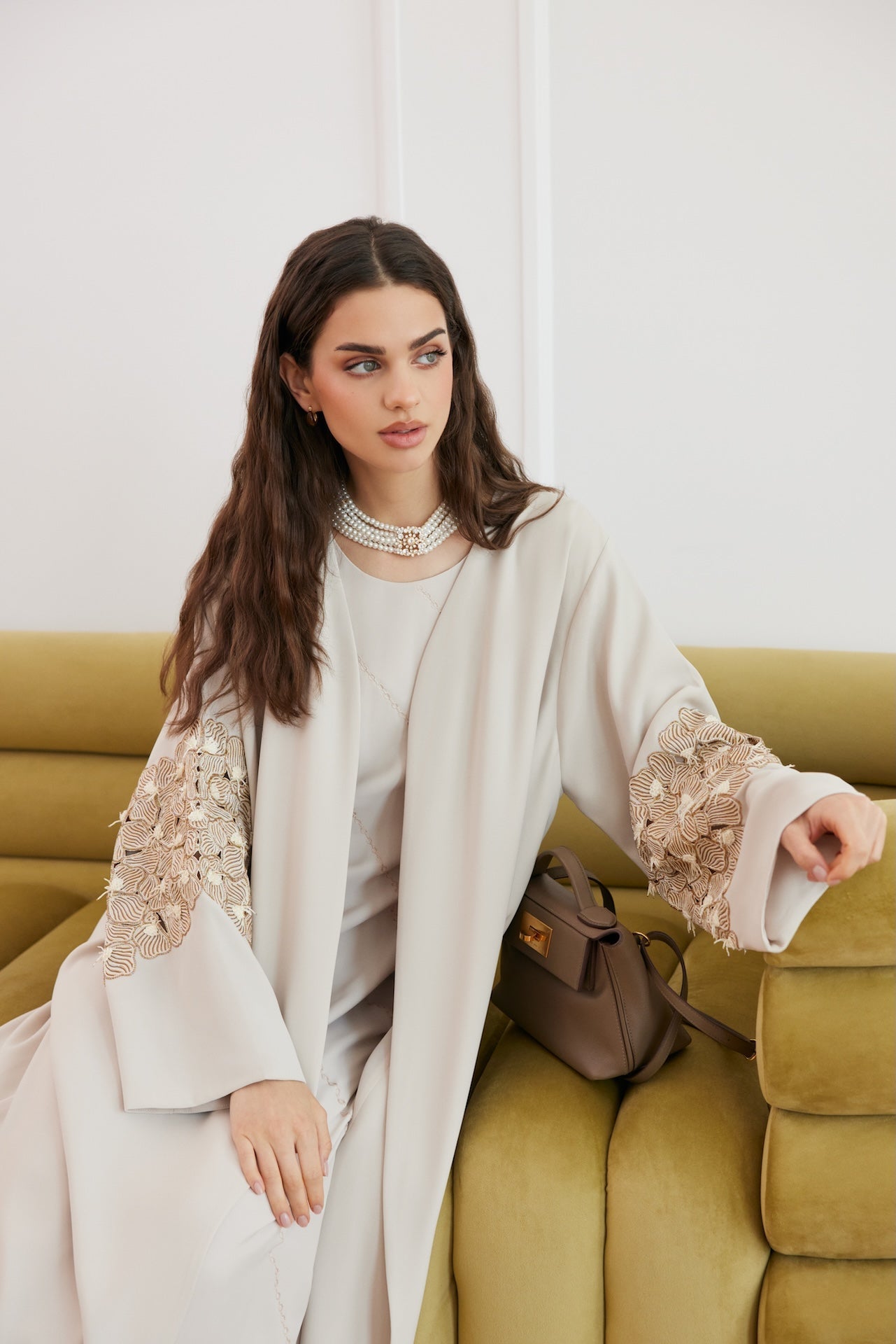 Golden Petal - The McQueen Boutique - Abaya - Abaya Dubai - Abaya Abu Dhabi - Abaya UAE - Abaya - Elegant - Luxury - Emirati - Classic - Modern - Occasion - Traditional - Trends - Embroidery - Modes