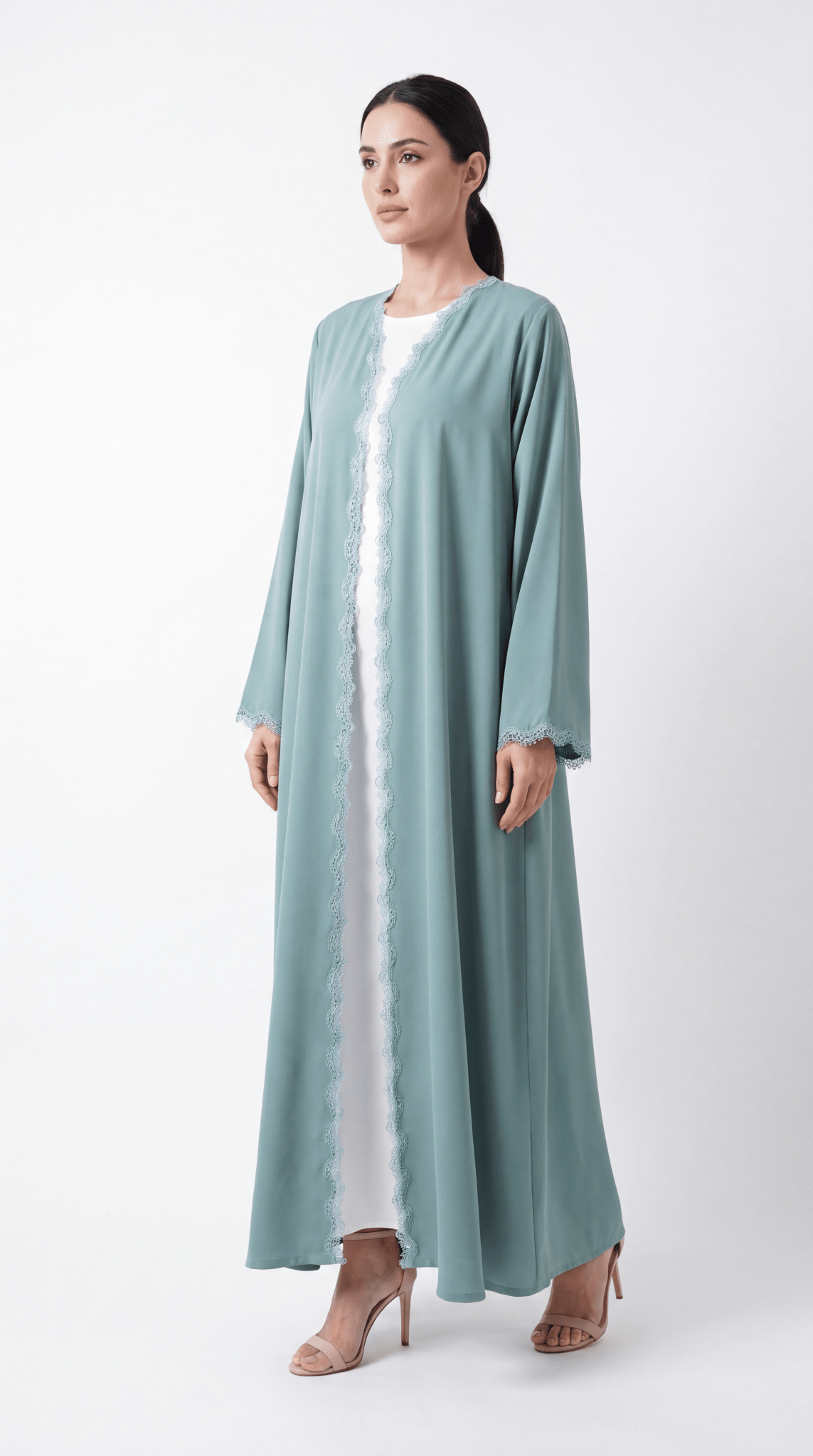Inaya Torquoise - The McQueen Boutique - Abaya - Abaya Dubai - Abaya Abu Dhabi - Abaya UAE - Abaya - Elegant - Luxury - Emirati - Classic - Modern - Occasion - Traditional - Trends - Embroidery - Modes