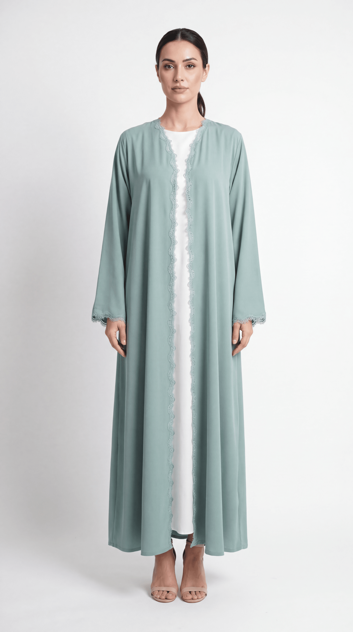 Inaya Torquoise - The McQueen Boutique - Abaya - Abaya Dubai - Abaya Abu Dhabi - Abaya UAE - Abaya - Elegant - Luxury - Emirati - Classic - Modern - Occasion - Traditional - Trends - Embroidery - Modes