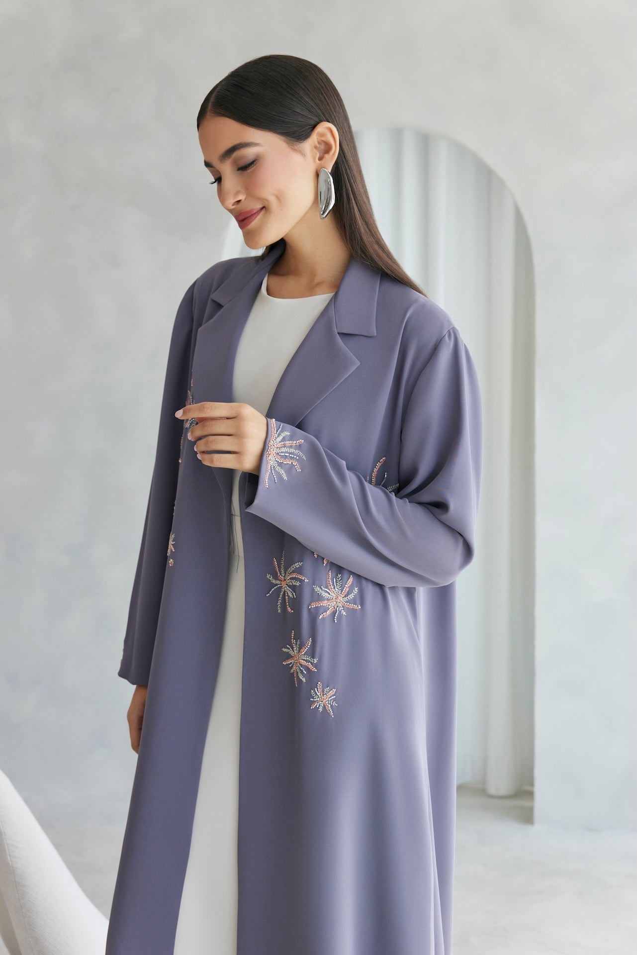 Lavender sky - The McQueen Boutique - Abaya - Abaya Dubai - Abaya Abu Dhabi - Abaya UAE - Abaya - Elegant - Luxury - Emirati - Classic - Modern - Occasion - Traditional - Trends - Embroidery - Modes