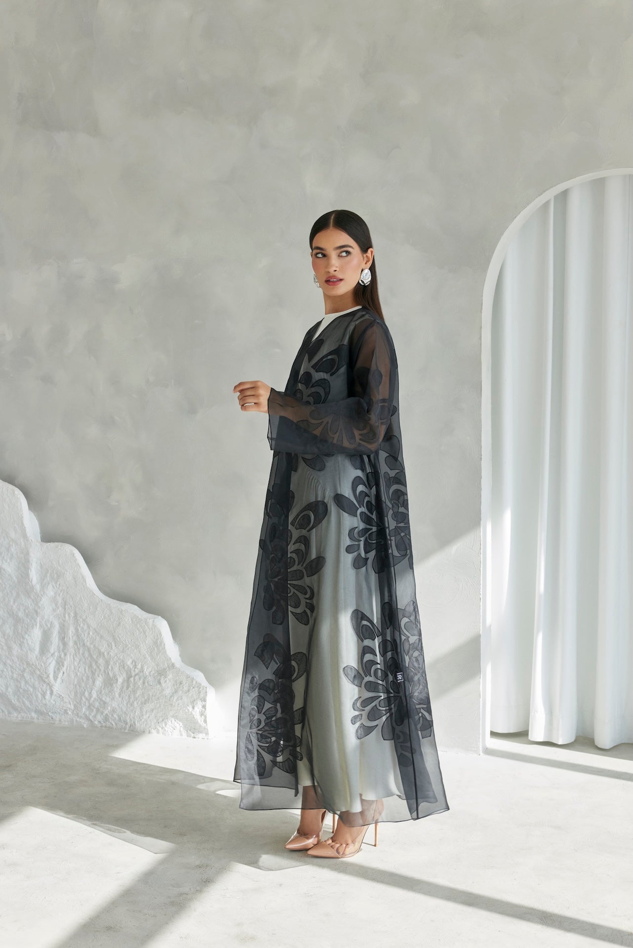 Lunar Bloom - The McQueen Boutique - Abaya - Abaya Dubai - Abaya Abu Dhabi - Abaya UAE - Abaya - Elegant - Luxury - Emirati - Classic - Modern - Occasion - Traditional - Trends - Embroidery - Modes