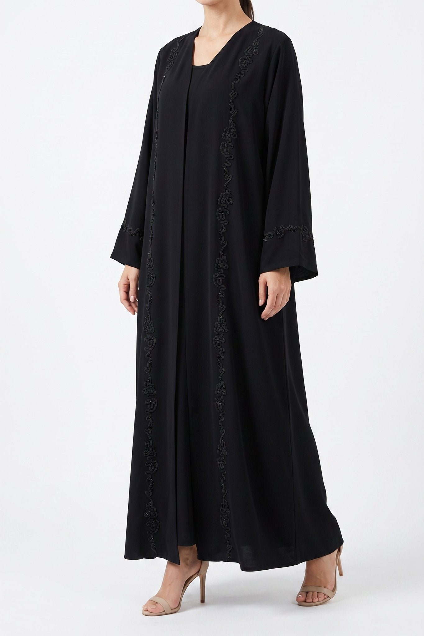 Midnight Aura - The McQueen Boutique - Abaya - Abaya Dubai - Abaya Abu Dhabi - Abaya UAE - Abaya - Elegant - Luxury - Emirati - Classic - Modern - Occasion - Traditional - Trends - Embroidery - Modes