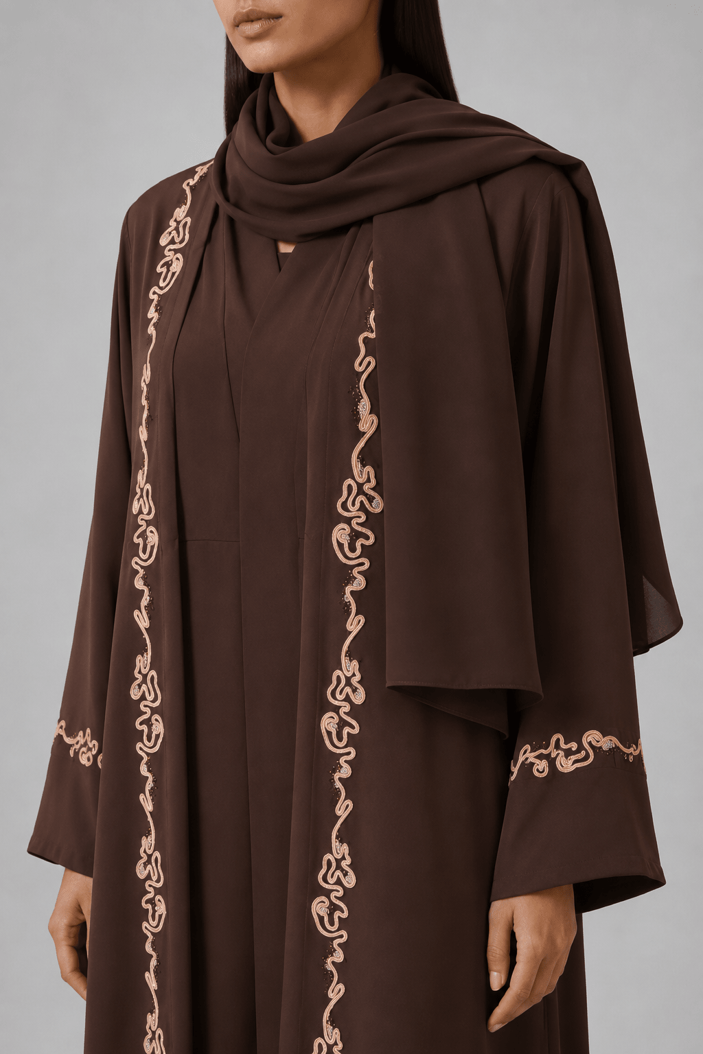 Midnight Lily - The McQueen Boutique - Abaya - Abaya Dubai - Abaya Abu Dhabi - Abaya UAE - Abaya - Elegant - Luxury - Emirati - Classic - Modern - Occasion - Traditional - Trends - Embroidery - Modes