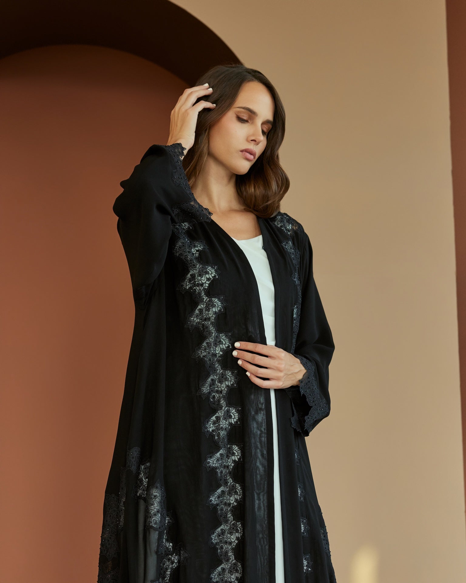 Midnight Mirage - The McQueen Boutique - Abaya - Abaya Dubai - Abaya Abu Dhabi - Abaya UAE - Abaya - Elegant - Luxury - Emirati - Classic - Modern - Occasion - Traditional - Trends - Embroidery - Modes