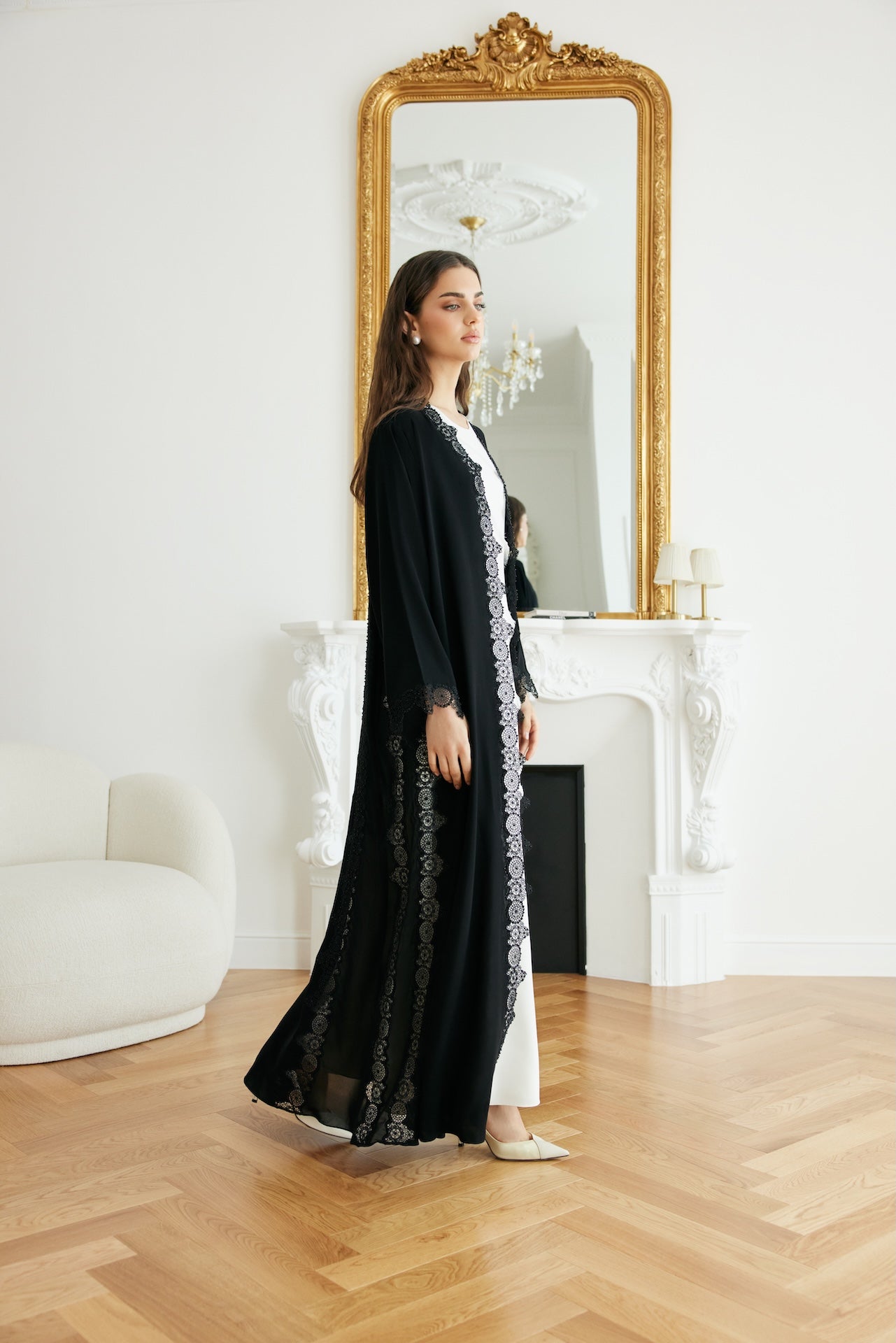 Noir Serenade - The McQueen Boutique - Abaya - Abaya Dubai - Abaya Abu Dhabi - Abaya UAE - Abaya - Elegant - Luxury - Emirati - Classic - Modern - Occasion - Traditional - Trends - Embroidery - Modes