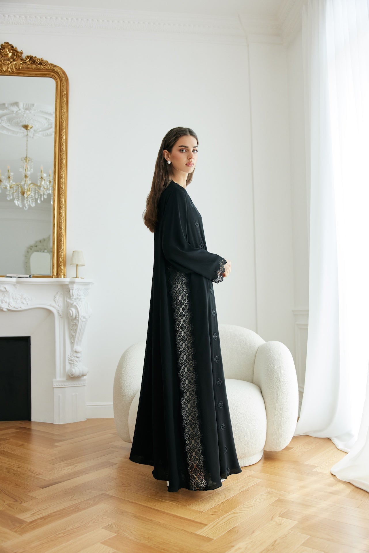 Onyx Lace - The McQueen Boutique - Abaya - Abaya Dubai - Abaya Abu Dhabi - Abaya UAE - Abaya - Elegant - Luxury - Emirati - Classic - Modern - Occasion - Traditional - Trends - Embroidery - Modes