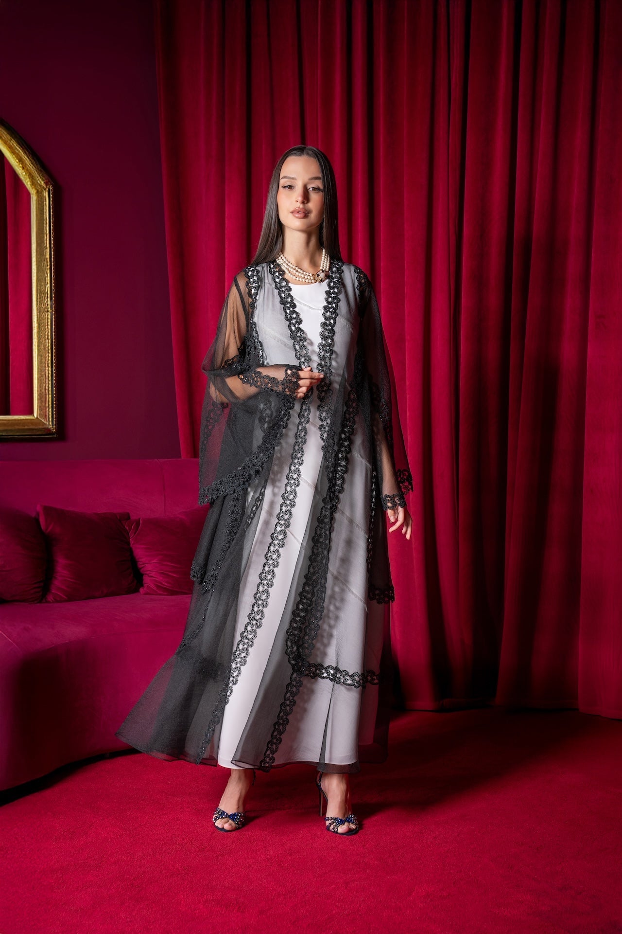 Rania - The McQueen Boutique - Abaya - Abaya Dubai - Abaya Abu Dhabi - Abaya UAE - Abaya - Elegant - Luxury - Emirati - Classic - Modern - Occasion - Traditional - Trends - Embroidery - Modes
