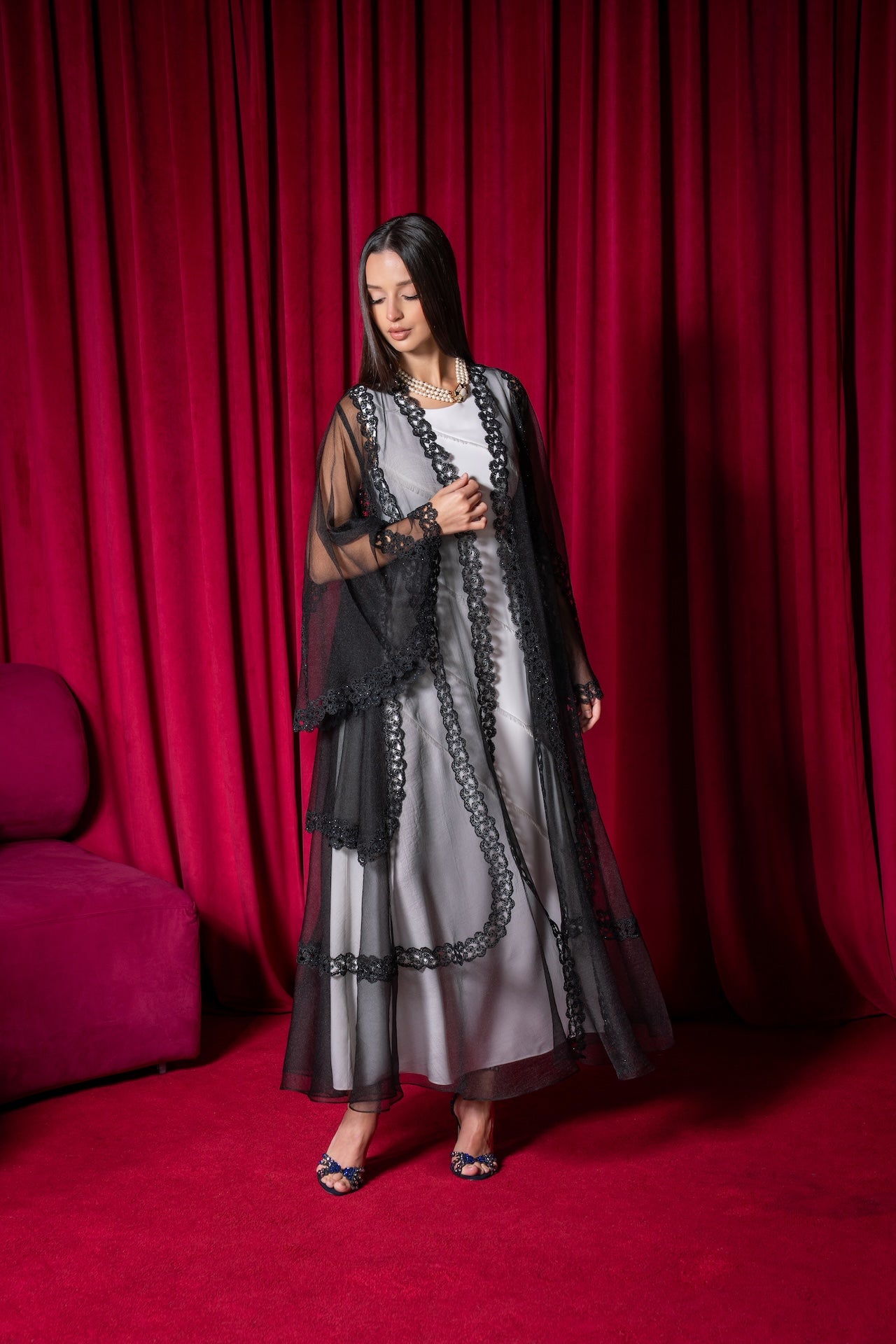 Rania - The McQueen Boutique - Abaya - Abaya Dubai - Abaya Abu Dhabi - Abaya UAE - Abaya - Elegant - Luxury - Emirati - Classic - Modern - Occasion - Traditional - Trends - Embroidery - Modes