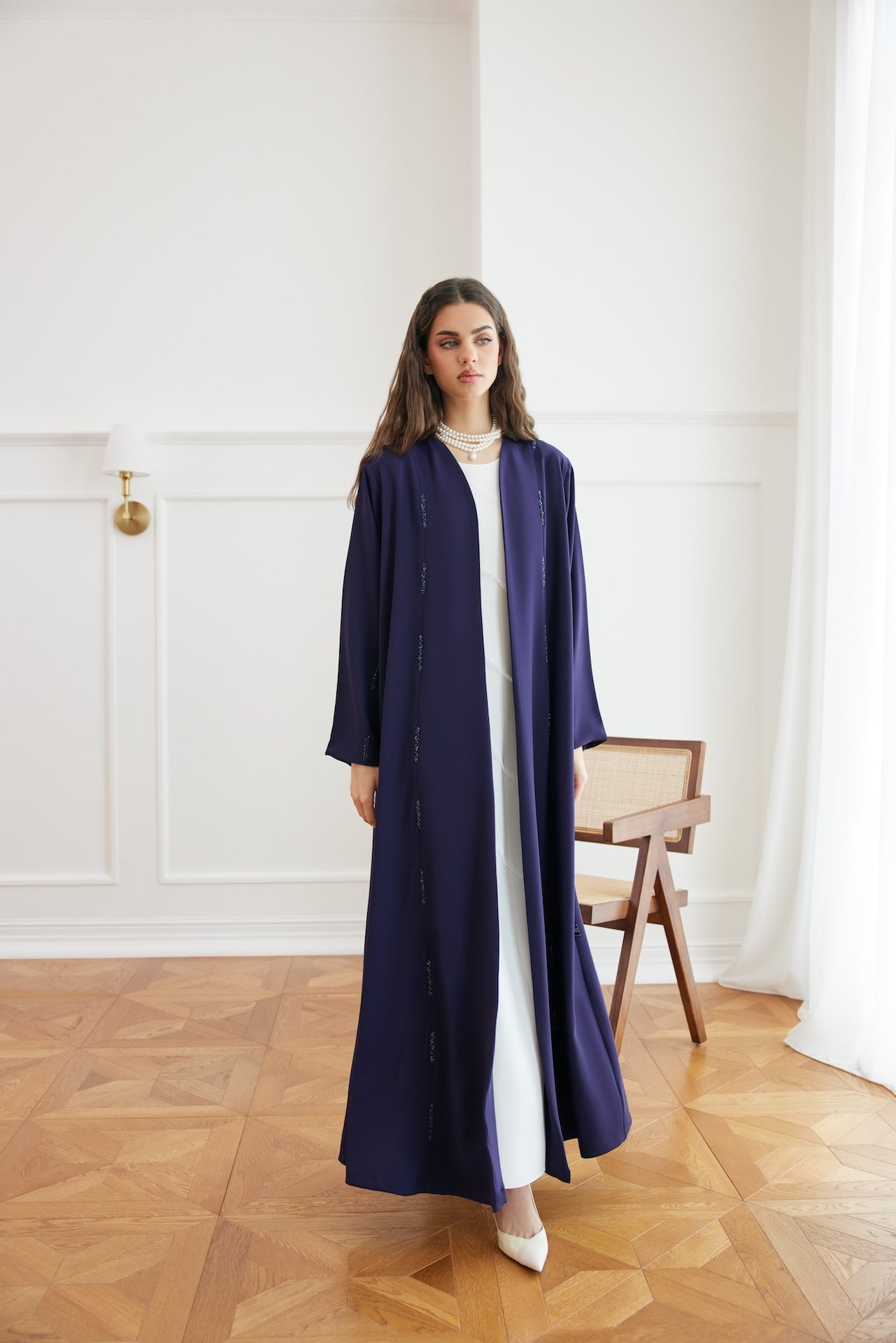 Royal Indigo - The McQueen Boutique - Abaya - Abaya Dubai - Abaya Abu Dhabi - Abaya UAE - Abaya - Elegant - Luxury - Emirati - Classic - Modern - Occasion - Traditional - Trends - Embroidery - Modes