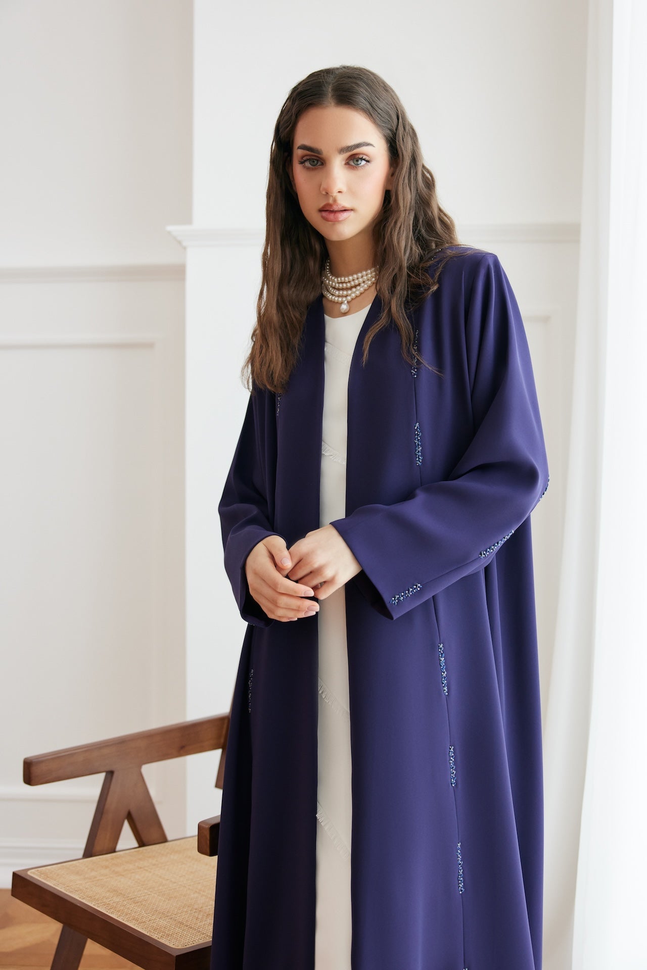 Royal Indigo - The McQueen Boutique - Abaya - Abaya Dubai - Abaya Abu Dhabi - Abaya UAE - Abaya - Elegant - Luxury - Emirati - Classic - Modern - Occasion - Traditional - Trends - Embroidery - Modes