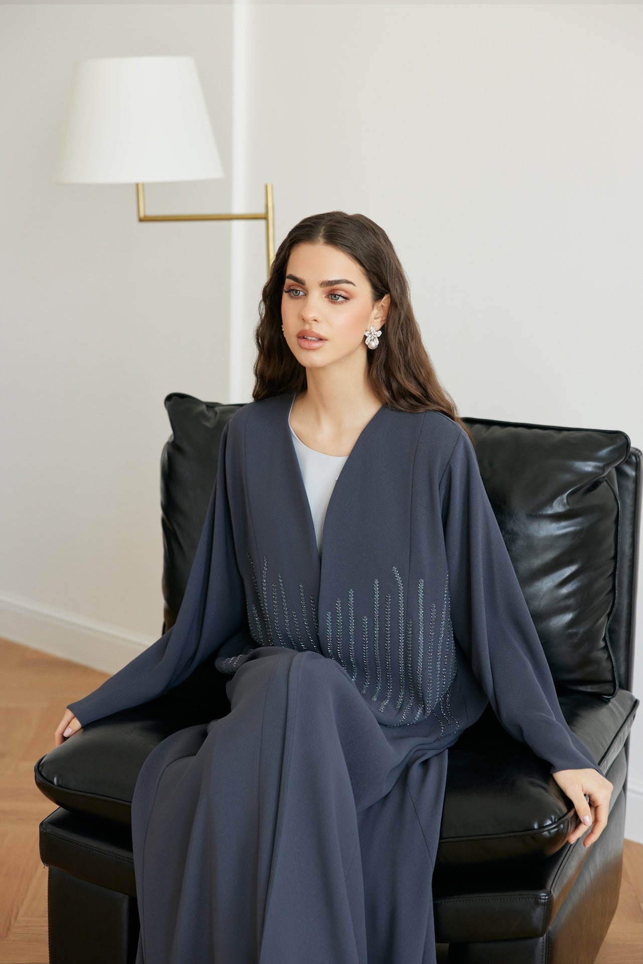 Shadow Mist - The McQueen Boutique - Abaya - Abaya Dubai - Abaya Abu Dhabi - Abaya UAE - Abaya - Elegant - Luxury - Emirati - Classic - Modern - Occasion - Traditional - Trends - Embroidery - Modes
