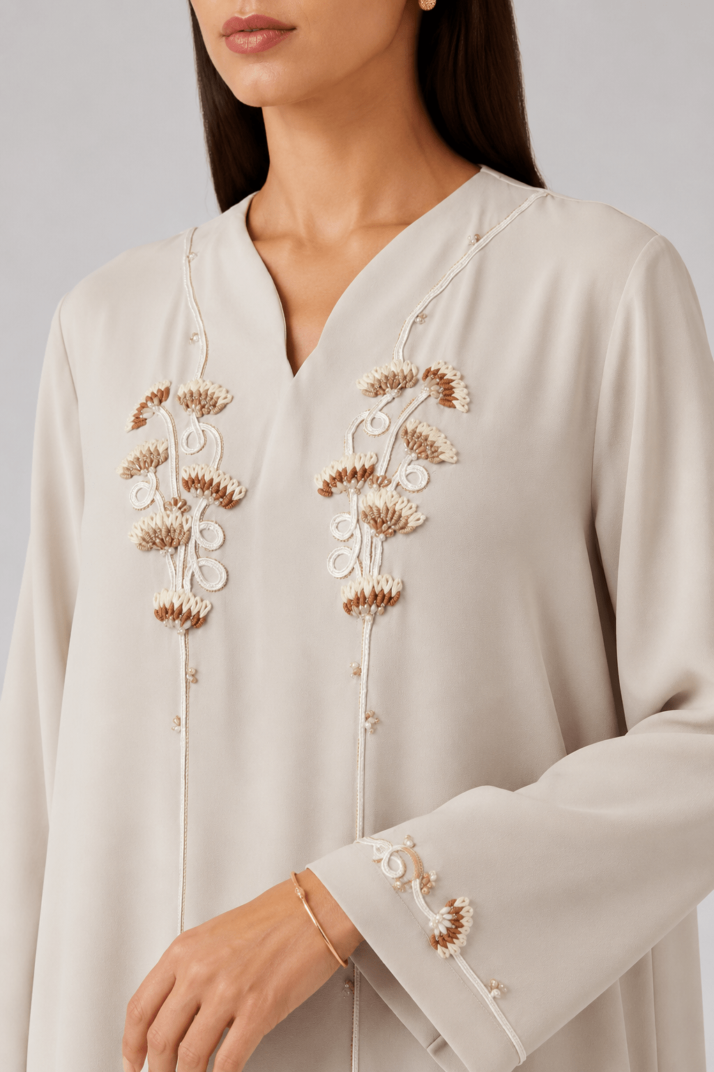 Sienna Sand - The McQueen Boutique - Abaya - Abaya Dubai - Abaya Abu Dhabi - Abaya UAE - Abaya - Elegant - Luxury - Emirati - Classic - Modern - Occasion - Traditional - Trends - Embroidery - Modes