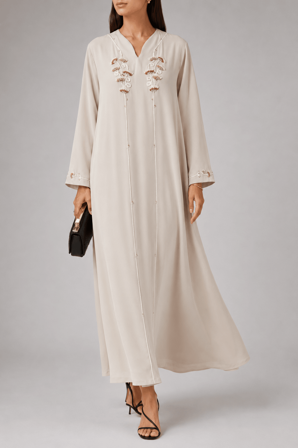 Sienna Sand - The McQueen Boutique - Abaya - Abaya Dubai - Abaya Abu Dhabi - Abaya UAE - Abaya - Elegant - Luxury - Emirati - Classic - Modern - Occasion - Traditional - Trends - Embroidery - Modes