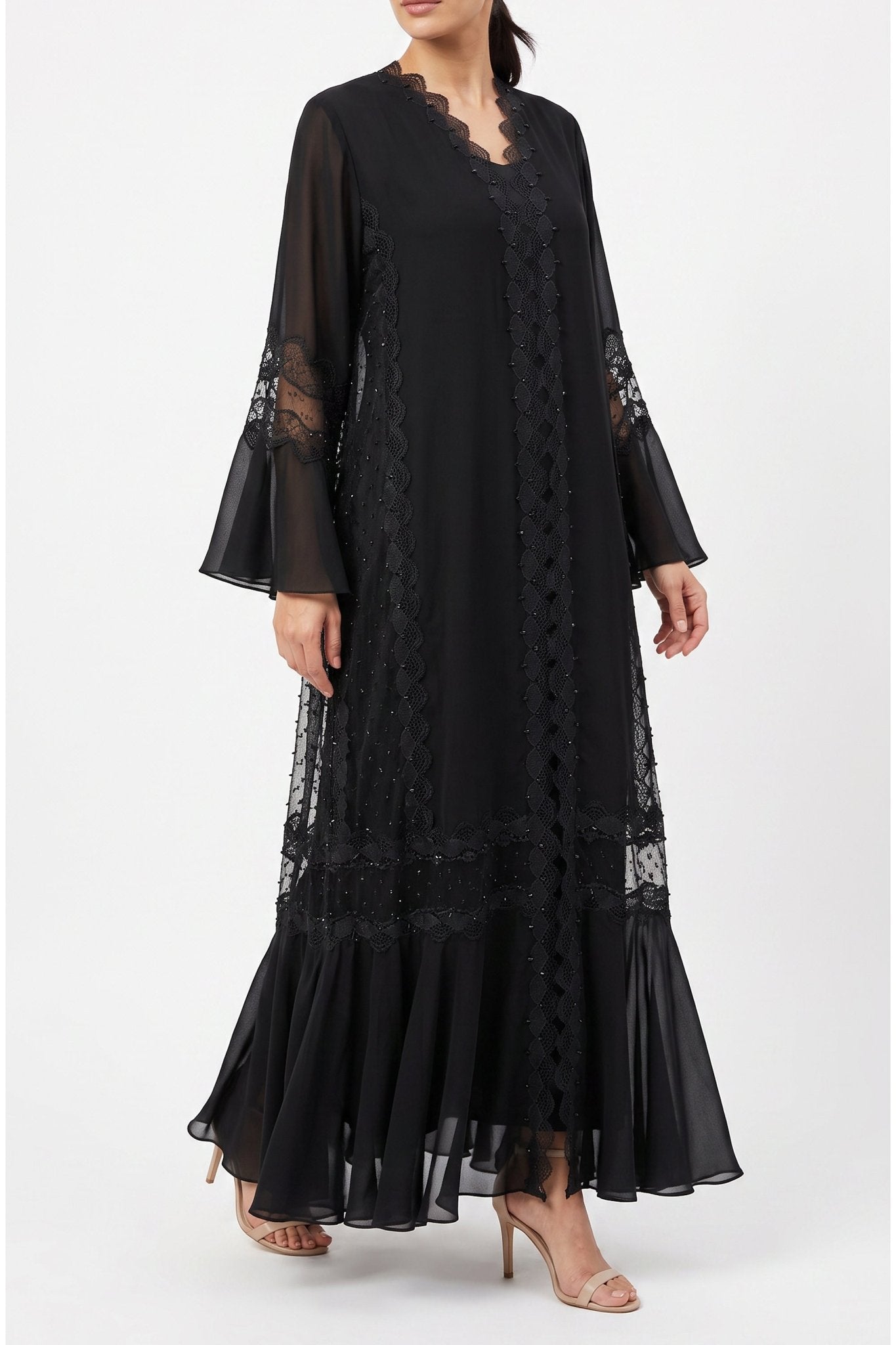 Soraya Lace - The McQueen Boutique - Abaya - Abaya Dubai - Abaya Abu Dhabi - Abaya UAE - Abaya - Elegant - Luxury - Emirati - Classic - Modern - Occasion - Traditional - Trends - Embroidery - Modes