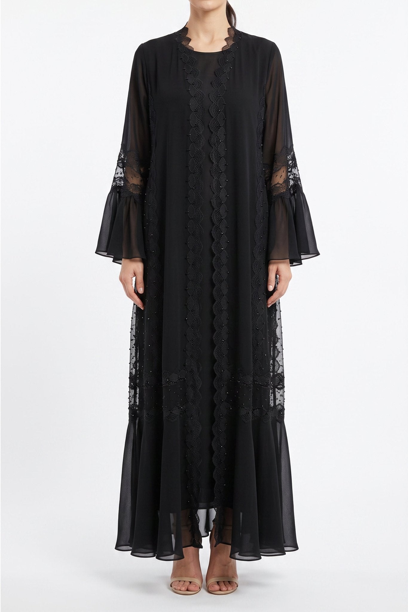 Soraya Lace - The McQueen Boutique - Abaya - Abaya Dubai - Abaya Abu Dhabi - Abaya UAE - Abaya - Elegant - Luxury - Emirati - Classic - Modern - Occasion - Traditional - Trends - Embroidery - Modes