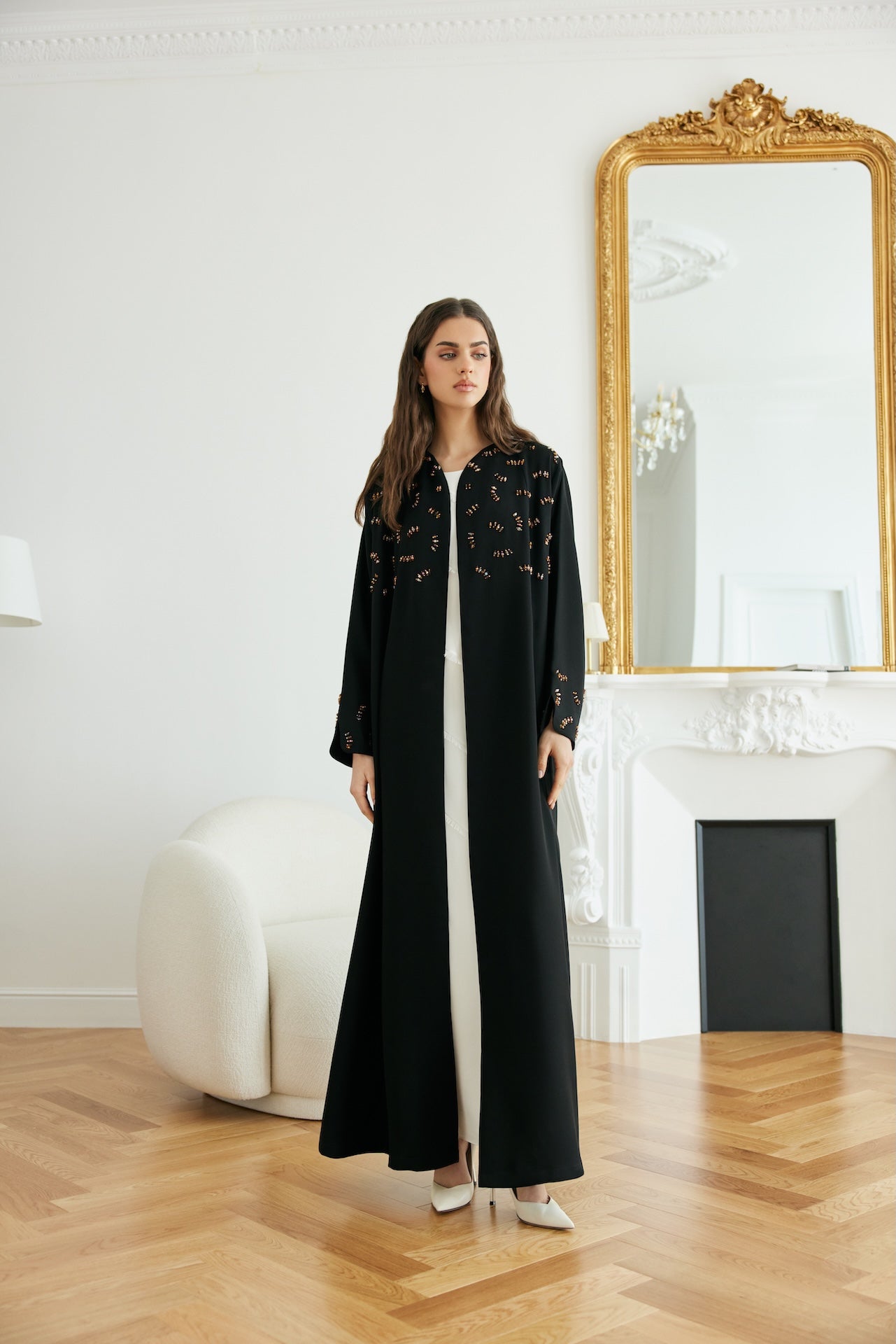 Sunset Glow - The McQueen Boutique - Abaya - Abaya Dubai - Abaya Abu Dhabi - Abaya UAE - Abaya - Elegant - Luxury - Emirati - Classic - Modern - Occasion - Traditional - Trends - Embroidery - Modes