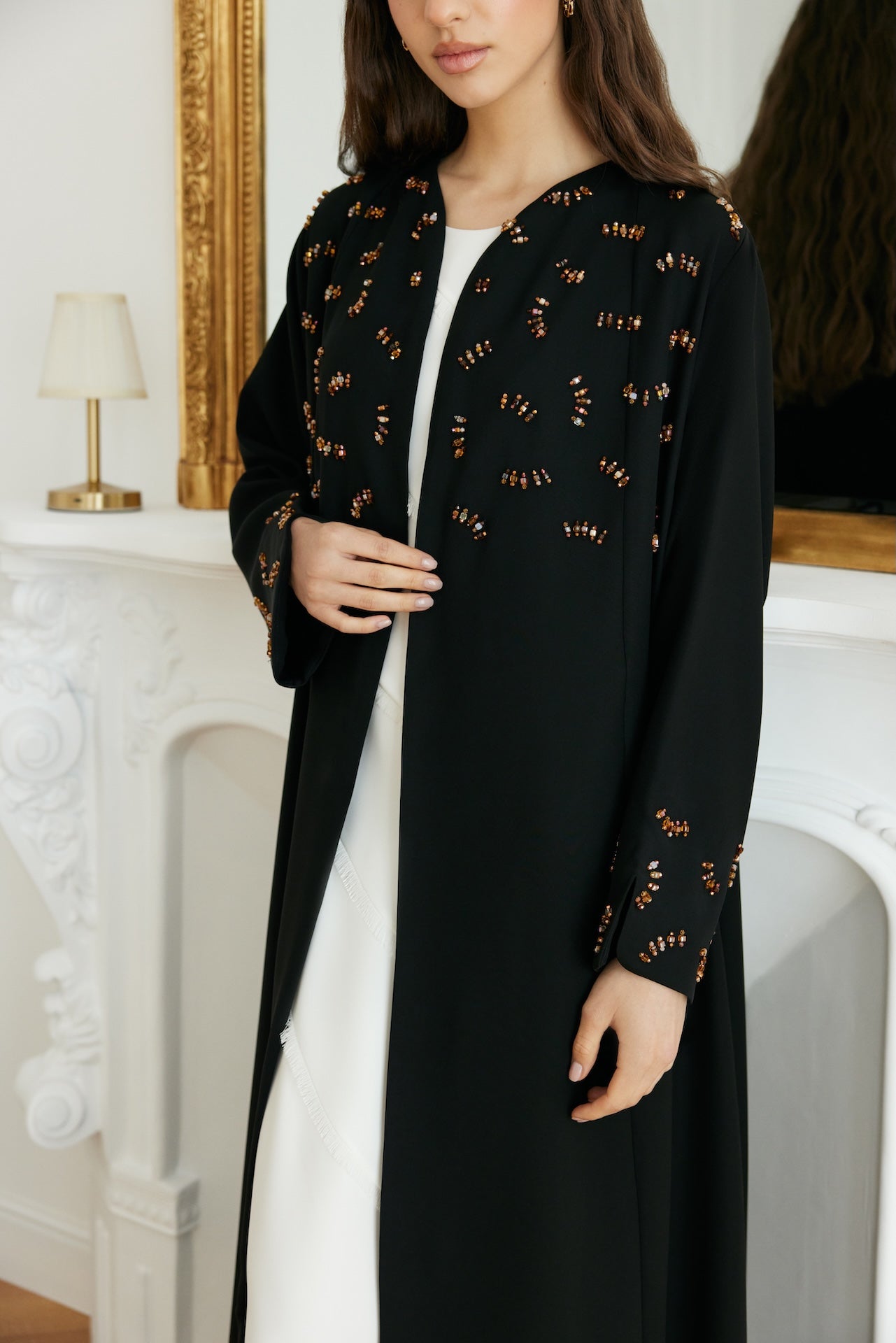 Sunset Glow - The McQueen Boutique - Abaya - Abaya Dubai - Abaya Abu Dhabi - Abaya UAE - Abaya - Elegant - Luxury - Emirati - Classic - Modern - Occasion - Traditional - Trends - Embroidery - Modes