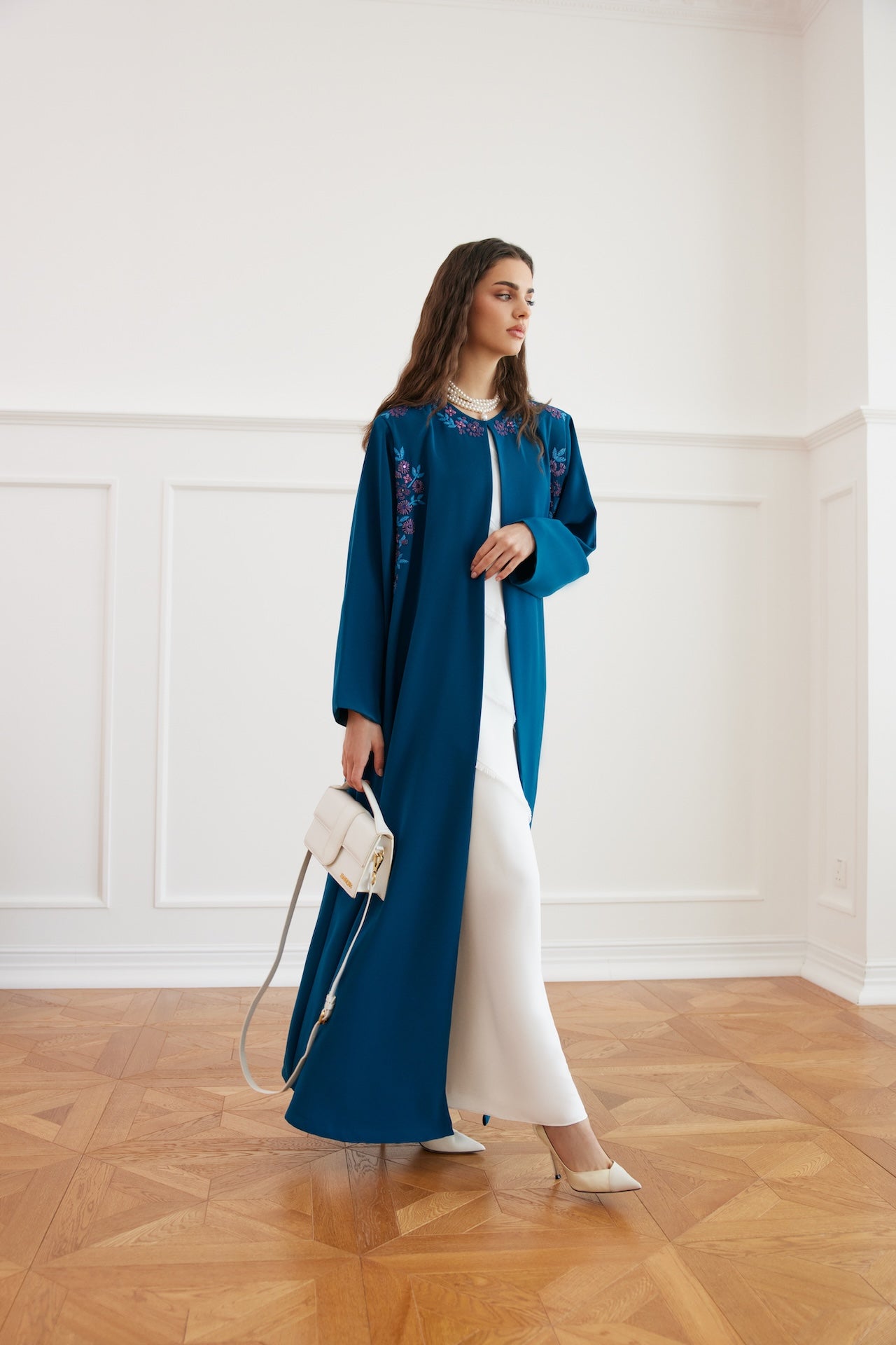 Teal Garden - The McQueen Boutique - Abaya - Abaya Dubai - Abaya Abu Dhabi - Abaya UAE - Abaya - Elegant - Luxury - Emirati - Classic - Modern - Occasion - Traditional - Trends - Embroidery - Modes