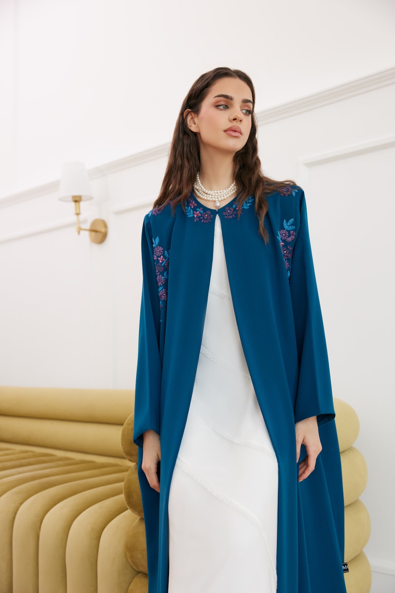 Teal Garden - The McQueen Boutique - Abaya - Abaya Dubai - Abaya Abu Dhabi - Abaya UAE - Abaya - Elegant - Luxury - Emirati - Classic - Modern - Occasion - Traditional - Trends - Embroidery - Modes
