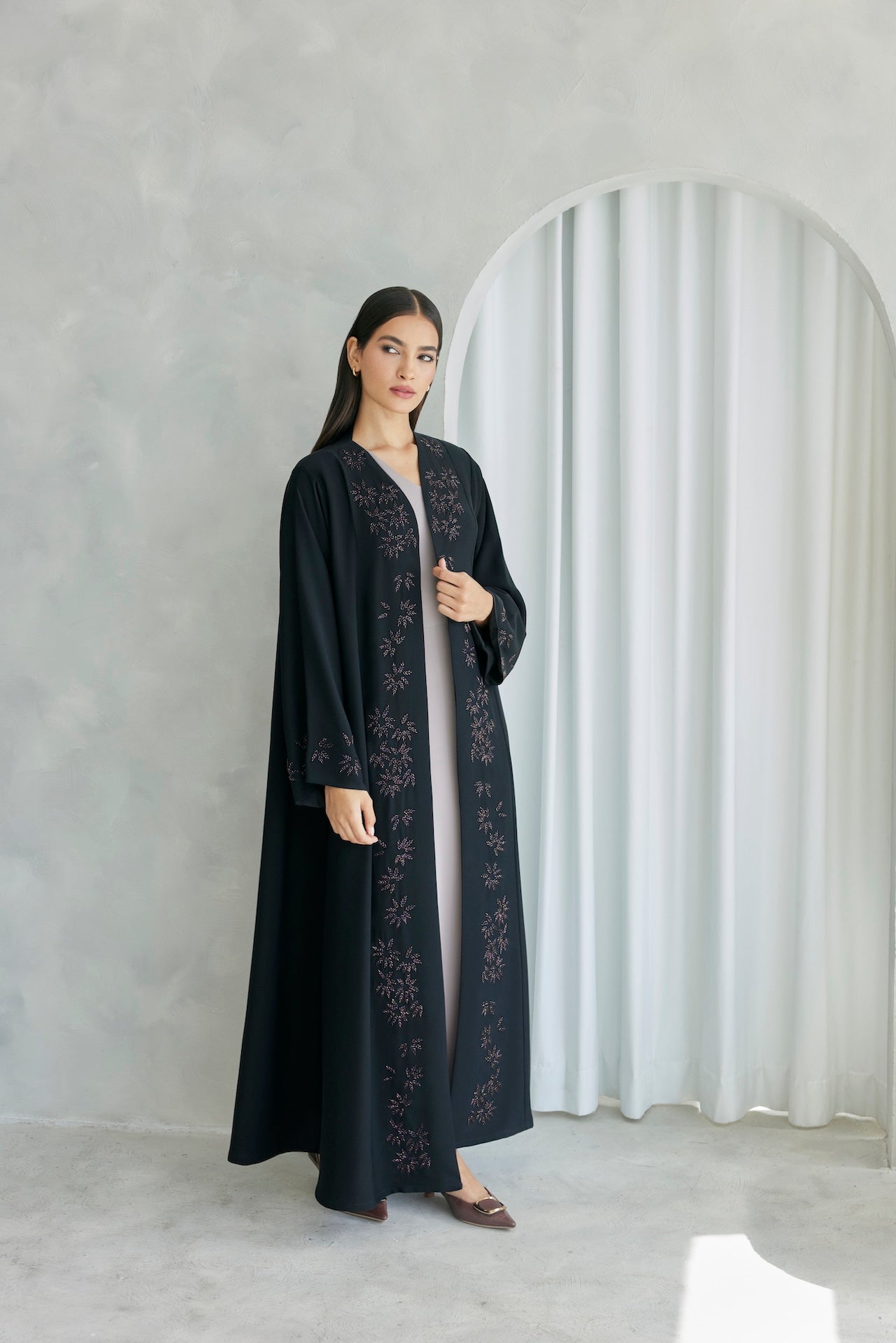 Twilight Spark - The McQueen Boutique - Abaya - Abaya Dubai - Abaya Abu Dhabi - Abaya UAE - Abaya - Elegant - Luxury - Emirati - Classic - Modern - Occasion - Traditional - Trends - Embroidery - Modes