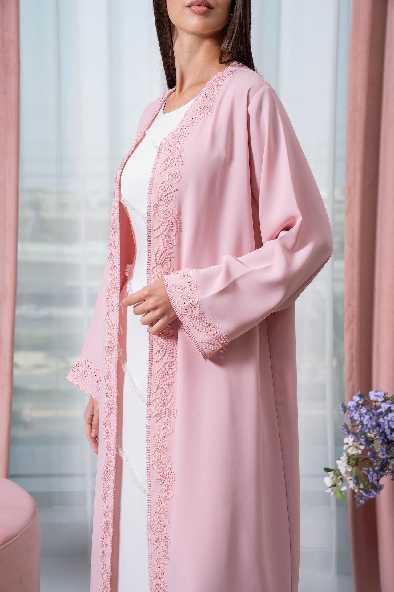 Vintage Rose - The McQueen Boutique - Abaya - Abaya Dubai - Abaya Abu Dhabi - Abaya UAE - Abaya - Elegant - Luxury - Emirati - Classic - Modern - Occasion - Traditional - Trends - Embroidery - Modes